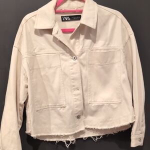 100% Cotton Cream Jean Jacket - Size M